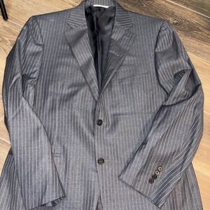 Canali 1934 Made in Italy Wool Gray Dual Vent Stitched Lapel Blazer Jacket 36R